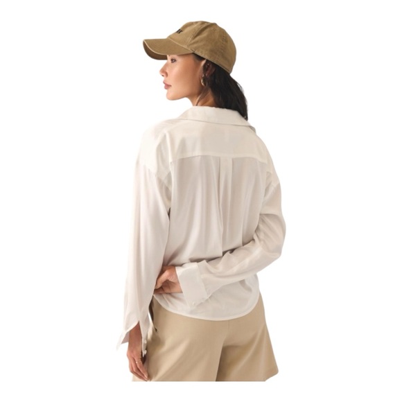 Anthropologie Hutch Silky Tie Front Button Down Blouse - Picture 5 of 7